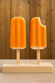 Two Creamsicles In A Wood Stand