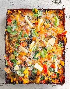 Detroit Pizza With Vegetable Toppings