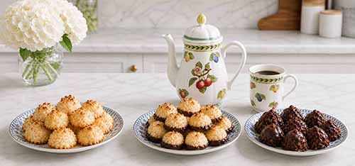 Plain, Chocolate-Dipped & All-Chocolate Coconut Macaroons