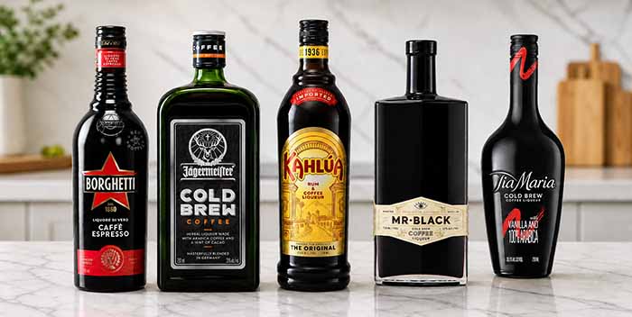 Bottles Of Leading Coffee Liqueurs