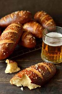 Beer Pretzel Hot Dog Buns With A Stein Of Beer