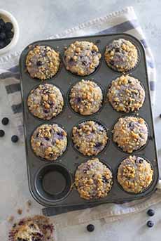 A Pan Of Blueberry Buttermilk Muffins