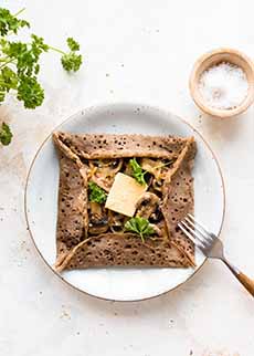 Buckwheat Galette (Crepe) Filled With Sauteed Mushrooms