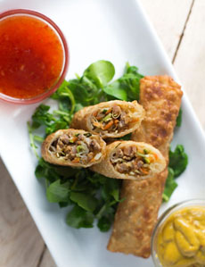 Chinese Egg Rolls with sweet chili dipping sauce