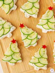 Christmas Tree Shape Cucumber Sandwiches