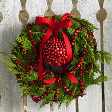 Christmas Wreath With Cranberries