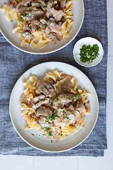 A Bowl of Crockpot Beef Stroganoff