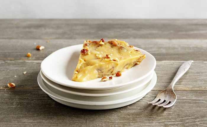 A slice of butterscotch pie.