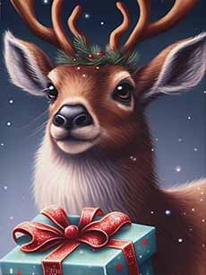 Christmas Reindeer With A Wrapped Gift