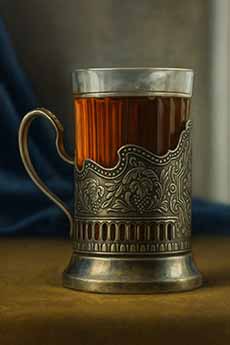 Glasstander Metal Glass Holder With Glass Of Tea