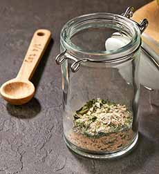 A jar of homemade guacamole seasoning.