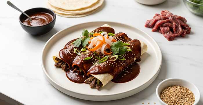 Korean Fusion Enchiladas With Bulgogi