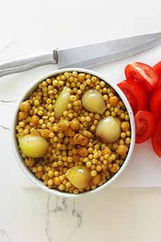 A Bowl Of Lebanese-Moghrabieh (Couscous)