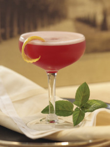 Red Cocktail Mint Garnish