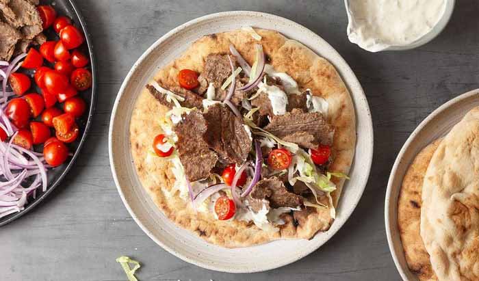 Lamb Gyro Atop Pocketless Pita