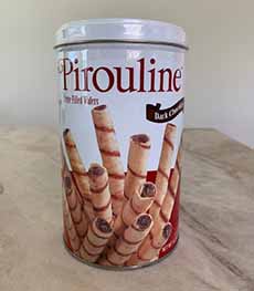 Tin Of Pirouline Rolled Wafer Cookies