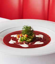 Borscht In Bowl With Garnishes