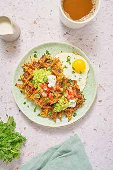 Savory Waffles With Mexican Flavors & Fried Egg