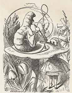 Alice In Wonderland With Caterpillar On Mushroom