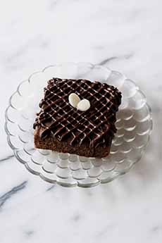 Brownie With Almond & Ganache Garnish