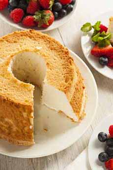 Angel Food Cake made in a tube pan.