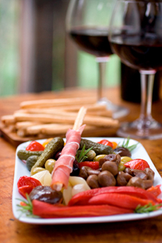 Antipasto Plate With Wine