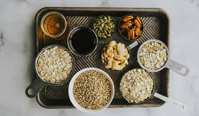 A tray of gluten-free ingredients