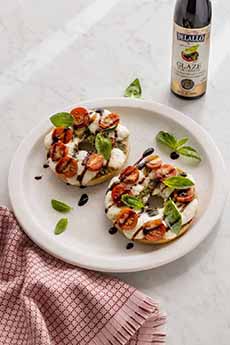 Bagel Caprese With Mozzarella, Basil & Balsamic Glaze