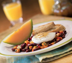 Poached Egg On A Bed Of Beans