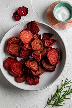 A Bowl Of Beet Chips & Dip