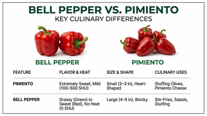 Bell Pepper Vs. Pimento Chart