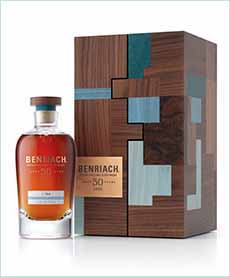 A bottle of Benriach 50 Year Old Scotch