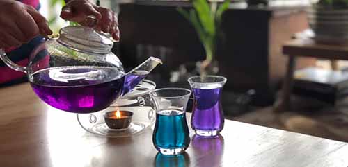 Blue Tea Glasses & Teapot