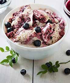 A Bowl Of Blueberry Swirl Ice Cream