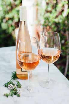 Rose Wine Glass & Bottle