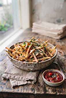 Bowl Of Julienne Fries With Ketchup