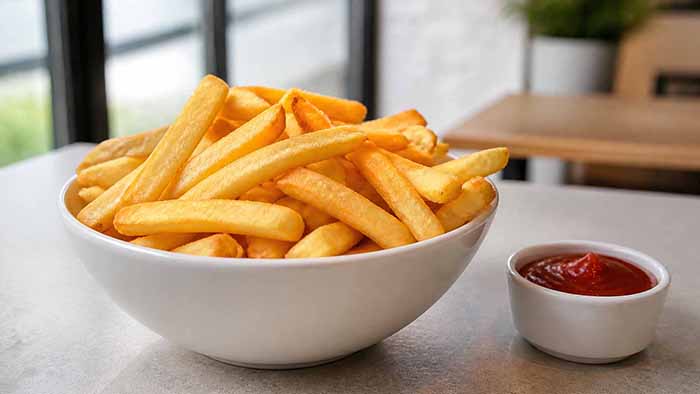 Bowl Of French Fries With Ketchup