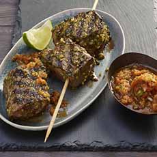Beef Skewers With Red Chimichurri Sauce