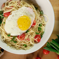 Angel Hair With Fried Egg