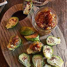 Brussels sprouts w bacon jam pamperedchef 230low w food
