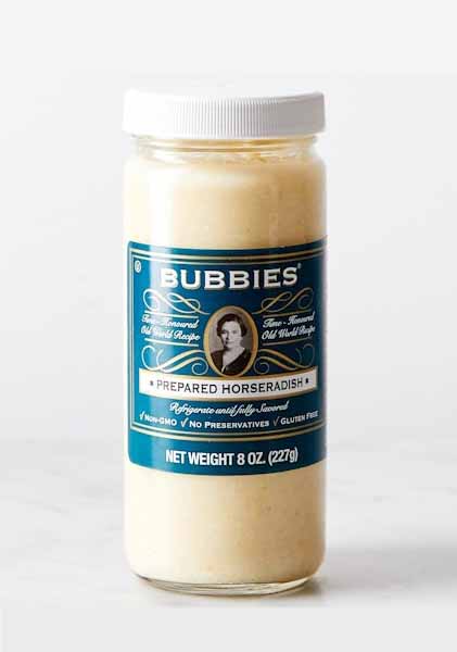 A jar of Bubbie's Prepared Horseradish
