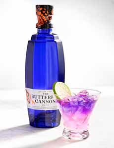 The Butterfly Cannon Blue Tequila Bottle & Margarita