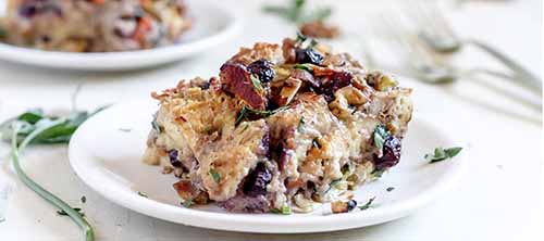 Savory Cranberry-Walnut Bread Pudding
