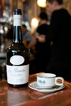 Cafe Calvados, a cup of coffee with Calvados brandy.