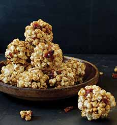 Popcorn Balls with candied bacon