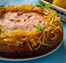 Sponge Cake Garnished With Candied Lemon Peel