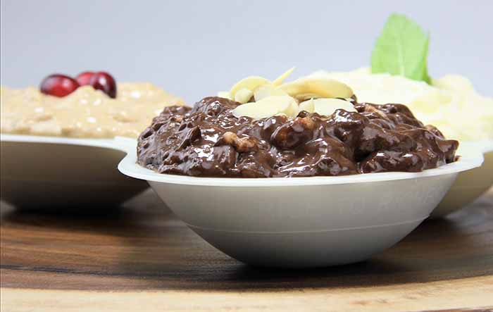 Dishes Of Carmel, Chocolate & Coconut Rice Pudding