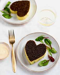 Caviar Hearts Atop Mashed Potatoes