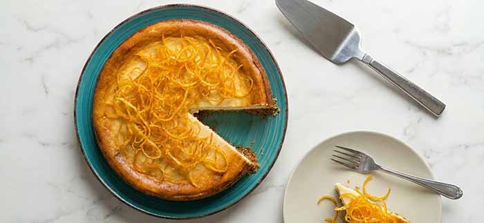 Cheesecake Topped With Candied Orange Peel