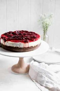 Cherry Cheesecake On A Pedestal Stand